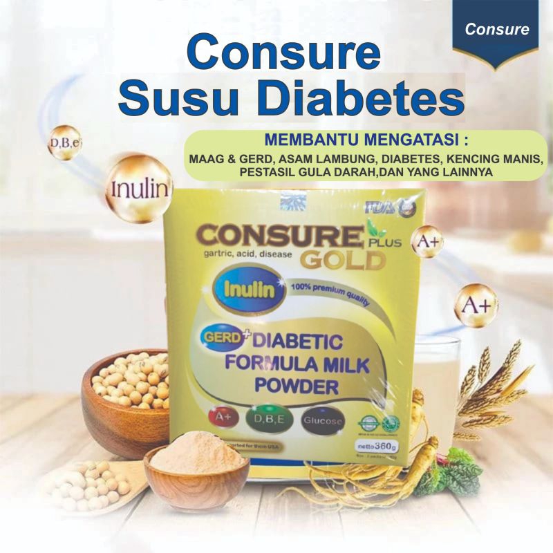 

Konsure Gold Susu Diabetes dan Asam Lambung (GERD) Maag kronis 100% Asli Herbal BPOM