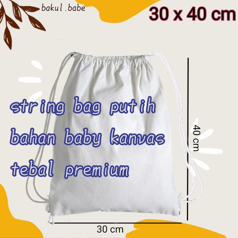 Tas serut putih tas tali polos string bag tas gendong polosan