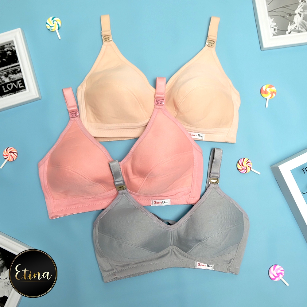 Bra BH Jumbo Wanita Sport Bra 54 52 50 48 - 34 Cup Besar Kait 3 & Kait 2 BH Tanpa Kawat Busa Tipis