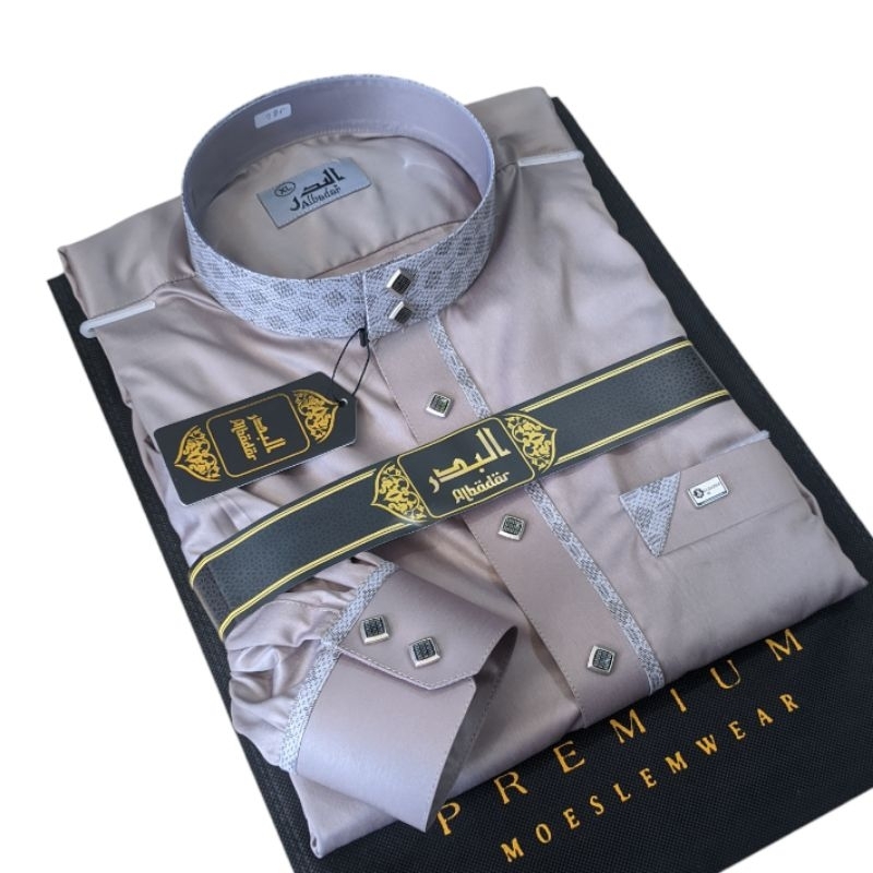 hot deals jubah albadar polyester kombinasi lengan manset motif keren jubah pria gamis dewasa jubah