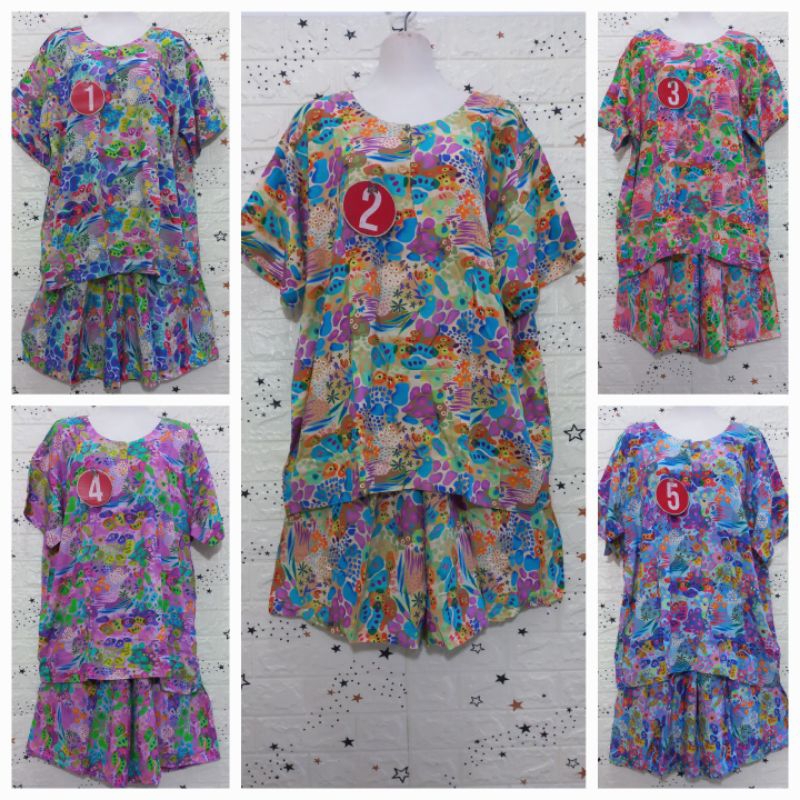 SEI Setelan Kulot Jumbo Kuda Mas Batik Bunga-Bunga