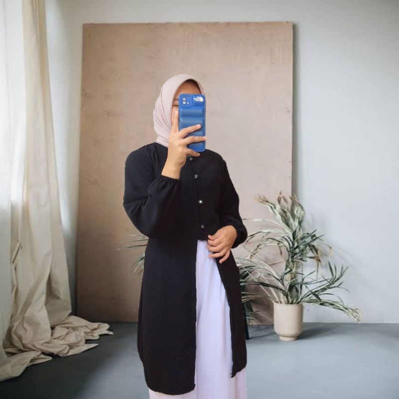 OUTER TUNIK PANJANG TALI BELAKANG POLOS