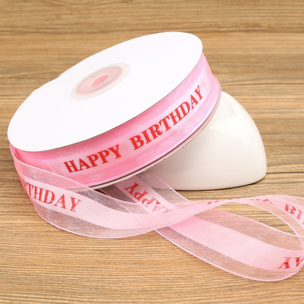 

POM301 3 Cm Pita Pink HAPPY BIRTHDAY Cake Box Gift Packing Dekorasi