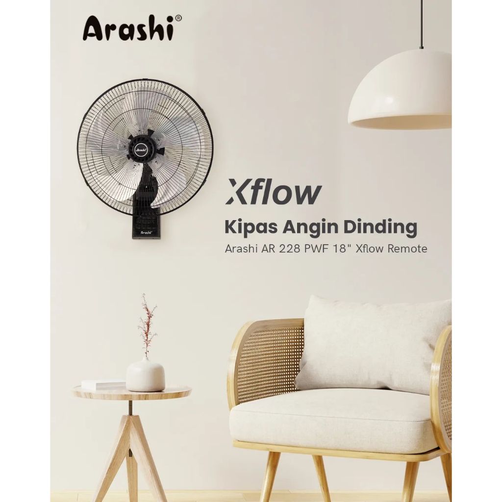 Arashi Kipas Angin 18" Xflow Remote / Kipas Dinding Baling Besi / PWF 18"