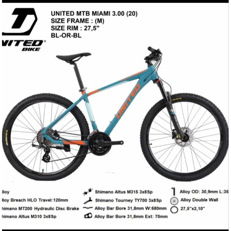 Sepeda Gunung MTB United Miami 3.00 27,5 Inch