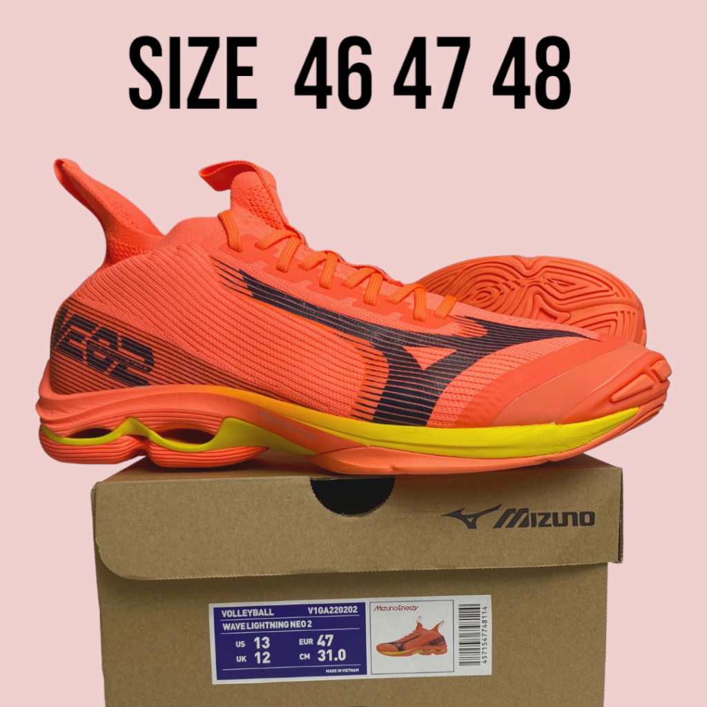 100% ORI Sepatu Voli Big Size 47 48 Mizuno Wave Lightning Neo 2 V1GA220202 Ukuran Jumbo Kaki Besar 3