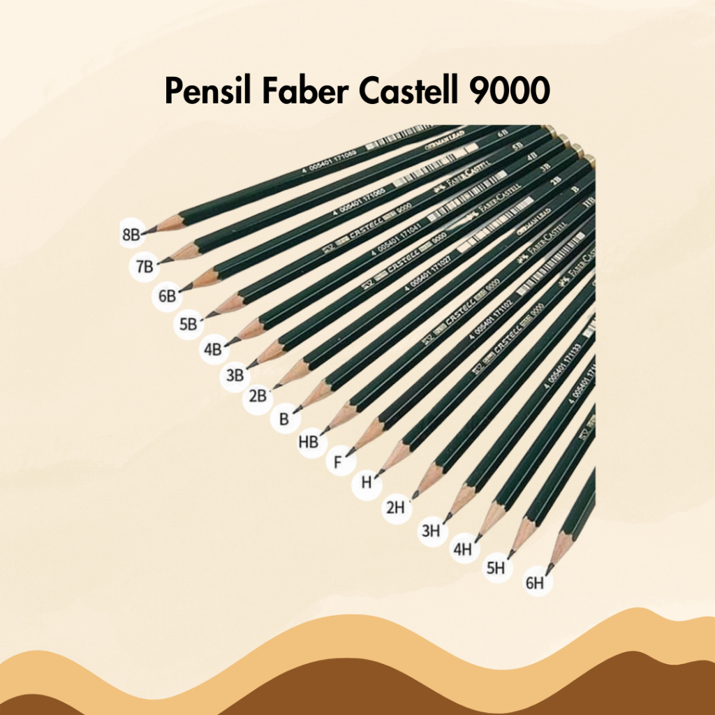 

Pensil Faber Castell 9000 2B 3B 4B 5B 6B 7B 8B HB H 2H Grafit Sketsa Graphite Pencil Per Pcs Satuan