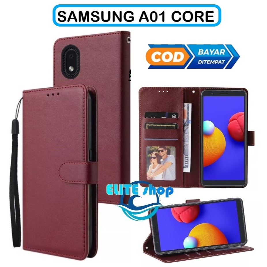 SAMSUNG  A01 CORE FLIP COVER KULIT FLIP WALLET LEATHER-SARUNG BUKU DOMPET KULIT | CASING HP SAMSUNG 