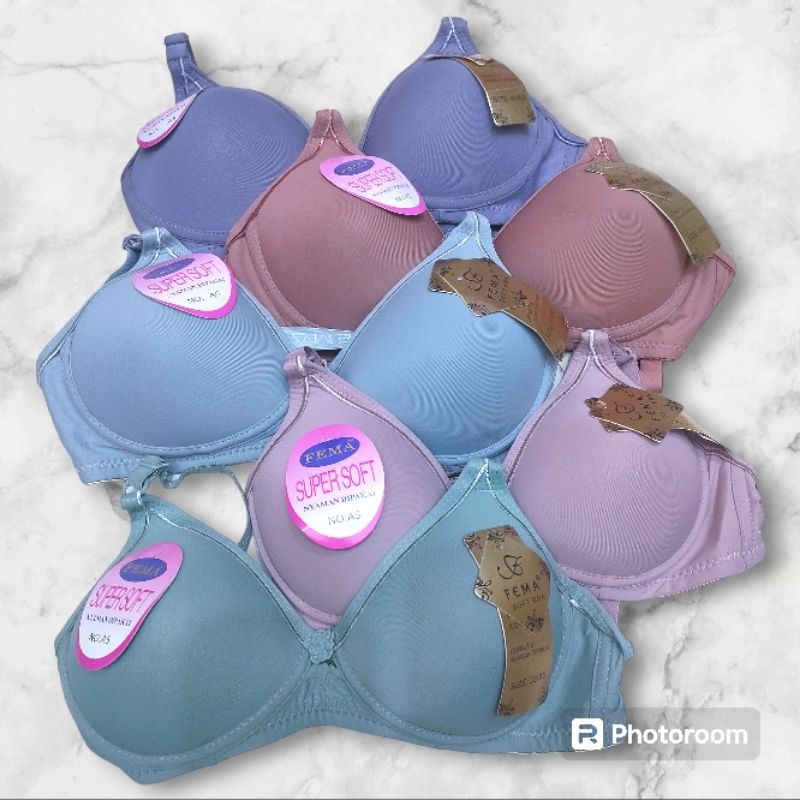 BRA WANITA BH FEMA A5 CUP A KECIL TANPA KAWAT PENGAIT DUA