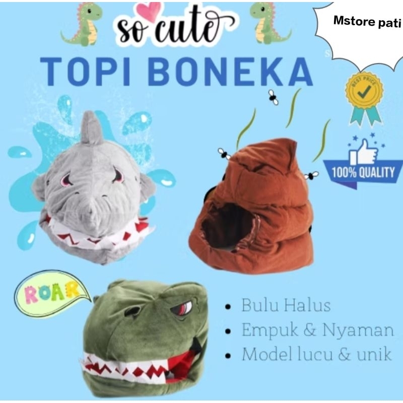 TOPI BONEKA DINO HIU COSPLAY ORIGINAL
