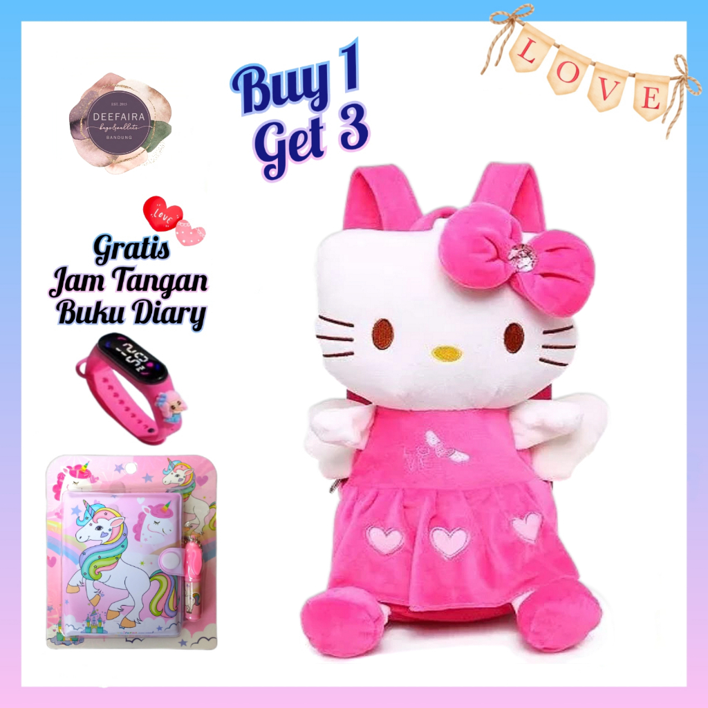 Tas Boneka Tas Ransel Boneka Anak Perempuan Tas Anak Lucu Terlaris Model Hello K Gratis Jam Tangan D