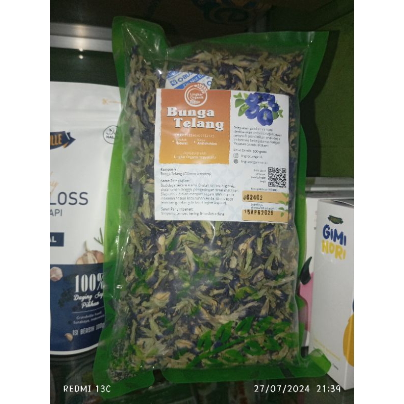 

Bunga telang kering organik 80gr - Lingkar Organik - Herbal Banjarmasin Baitul Zafira