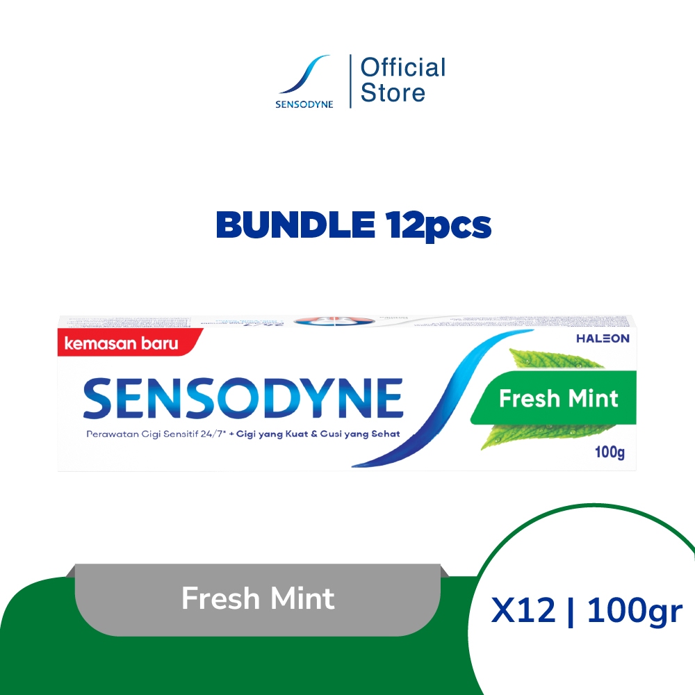 Sensodyne Toothpaste Pasta Gigi Sensitif Nafas Segar Fresh Mint 12x100gr [12 PCS]