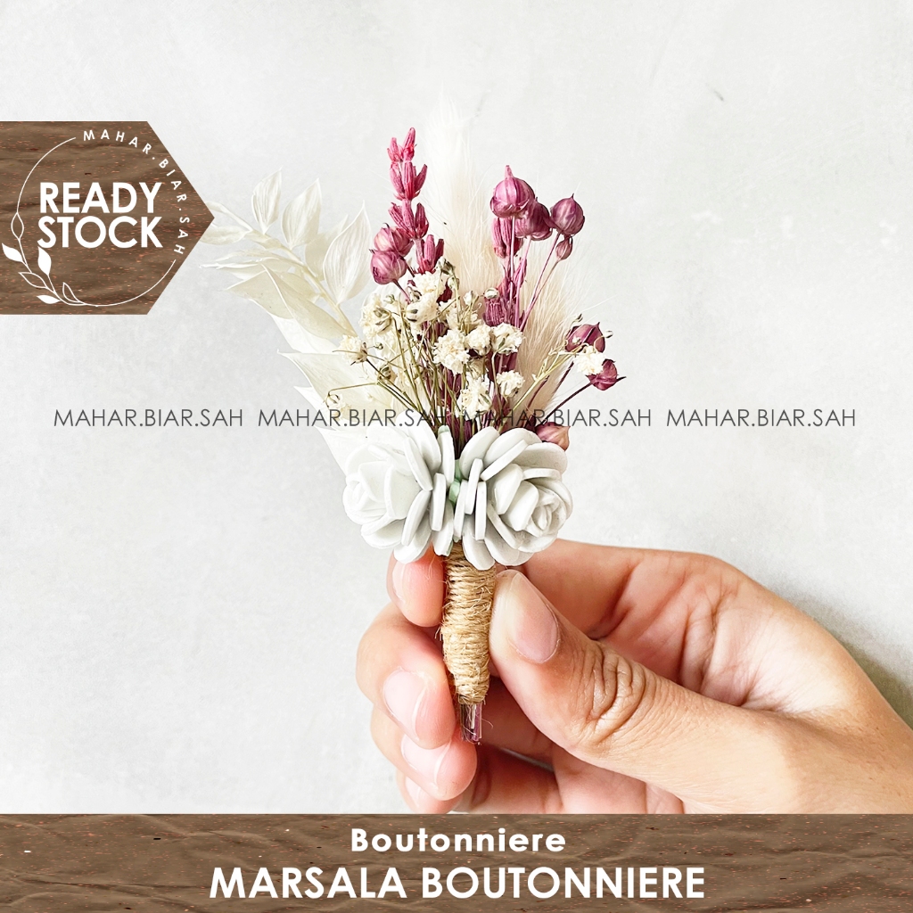 RS Marsala Boutonniere Groomsman / Wedding / Bros Jas