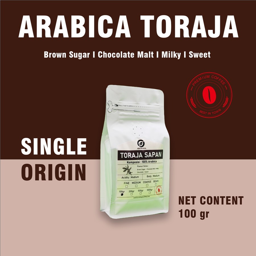 

AROMAYA Kopi Arabika Toraja Sapan Arabica Coffee 100 gram