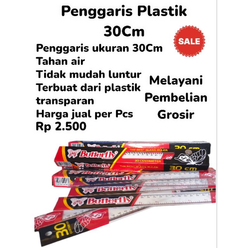 

{APM}Penggaris Plastik/Ruller Ukuran 30cm Merek Butterfly