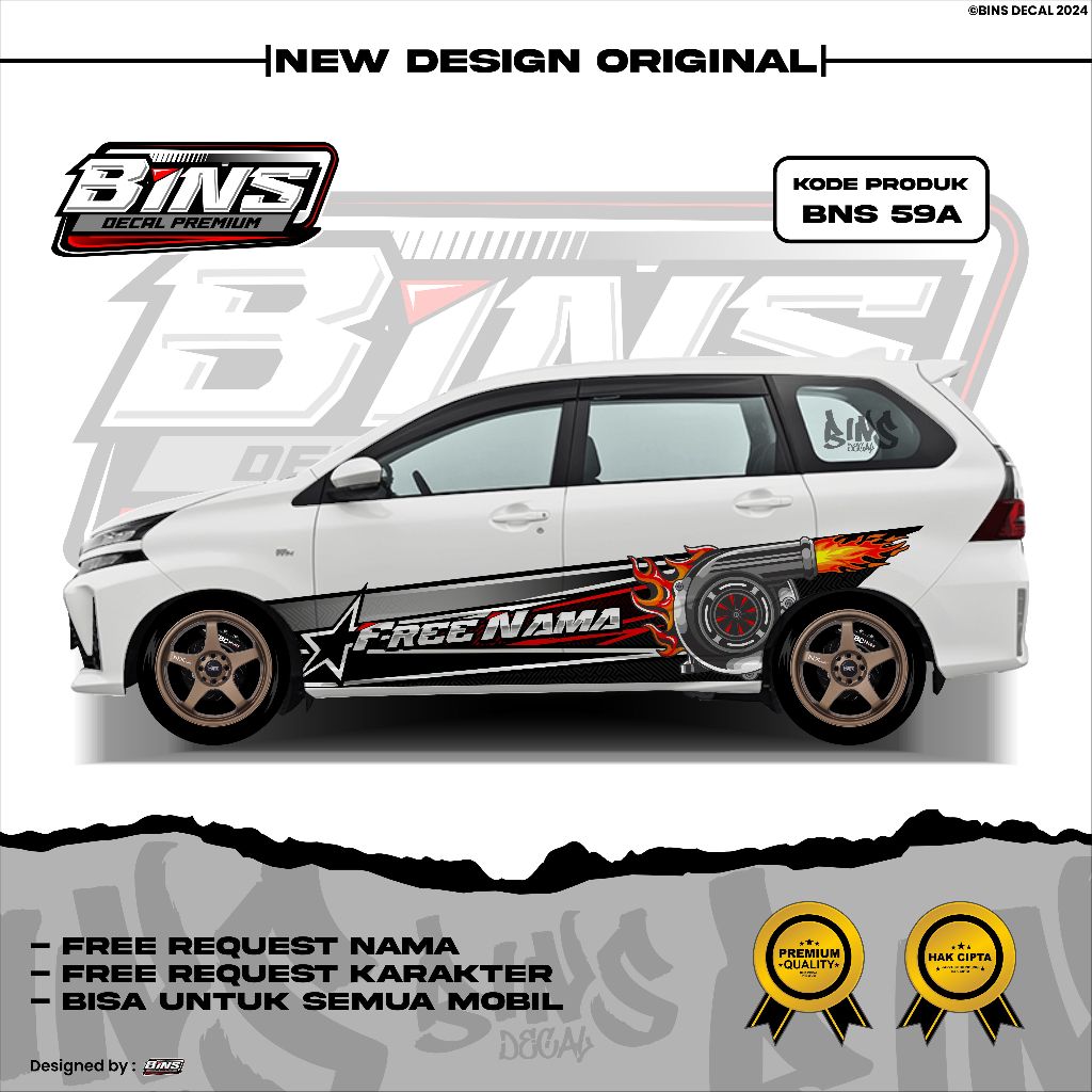BNS59-STIKER DECAL MOBIL TURBO PAJERO ERTIGA CA;YA SIGRA KIJANG-STIKER MOBIL CALYA SIGRA AVANZA