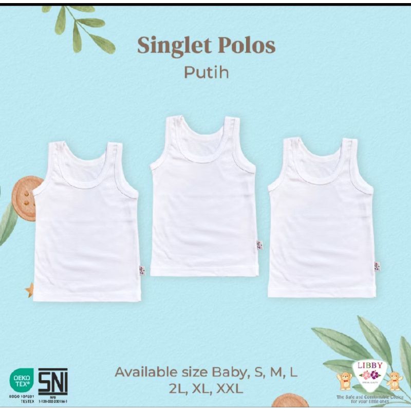 SINGLET ANAK PUTIH POLOS/BABY LONDON (6PCS)