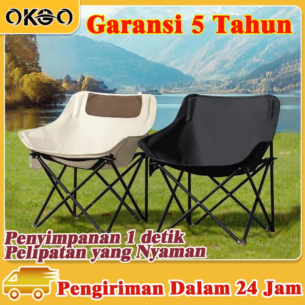 OKGO Kursi Lipat Outdoor Portable Kursi Camping Kursi Gunung Bangku Kursi Bulan Sandaran Rendah Kurs