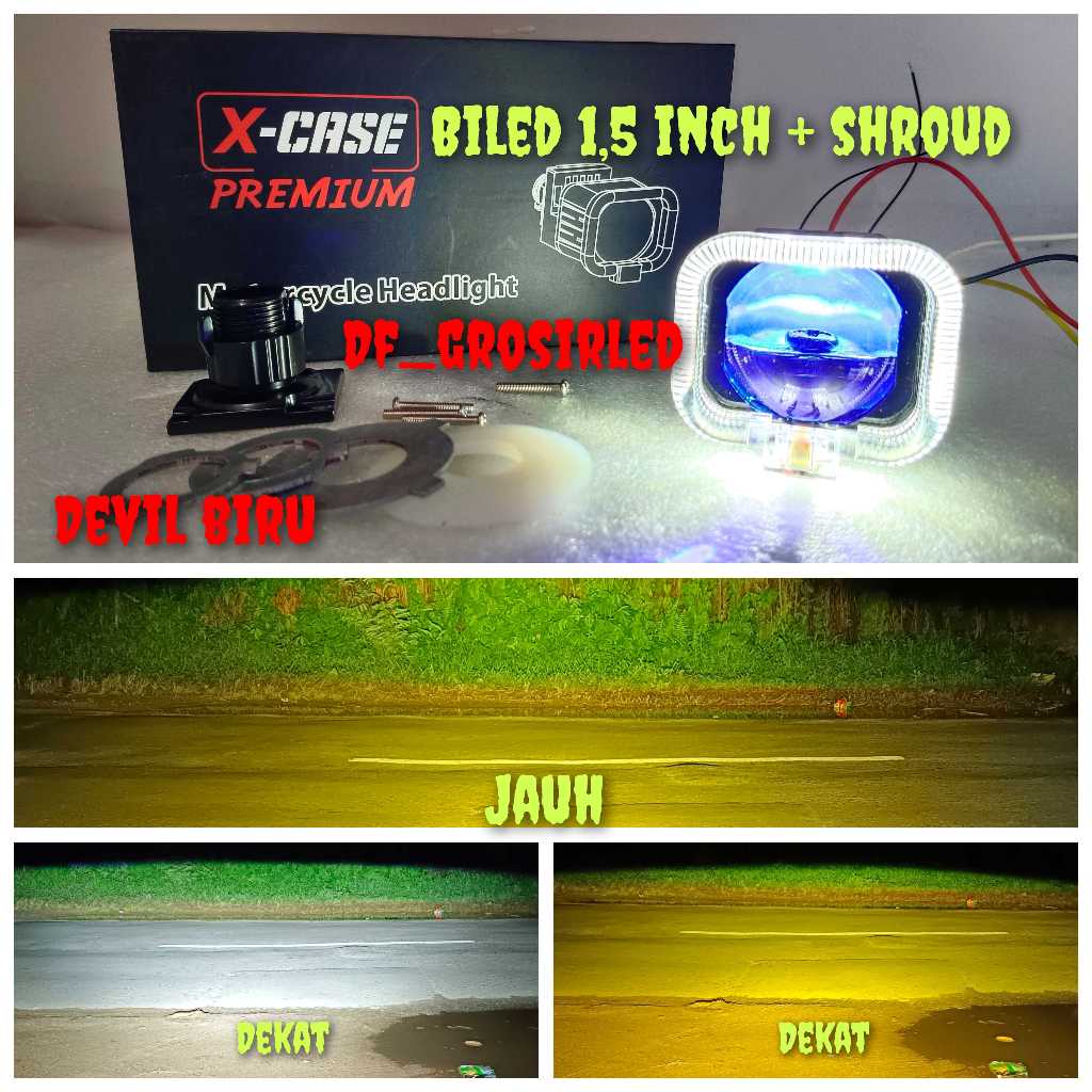 lampu utama Biled Mini 2 warna LASER 1,5 INCH X1 Biled Laser 1.5