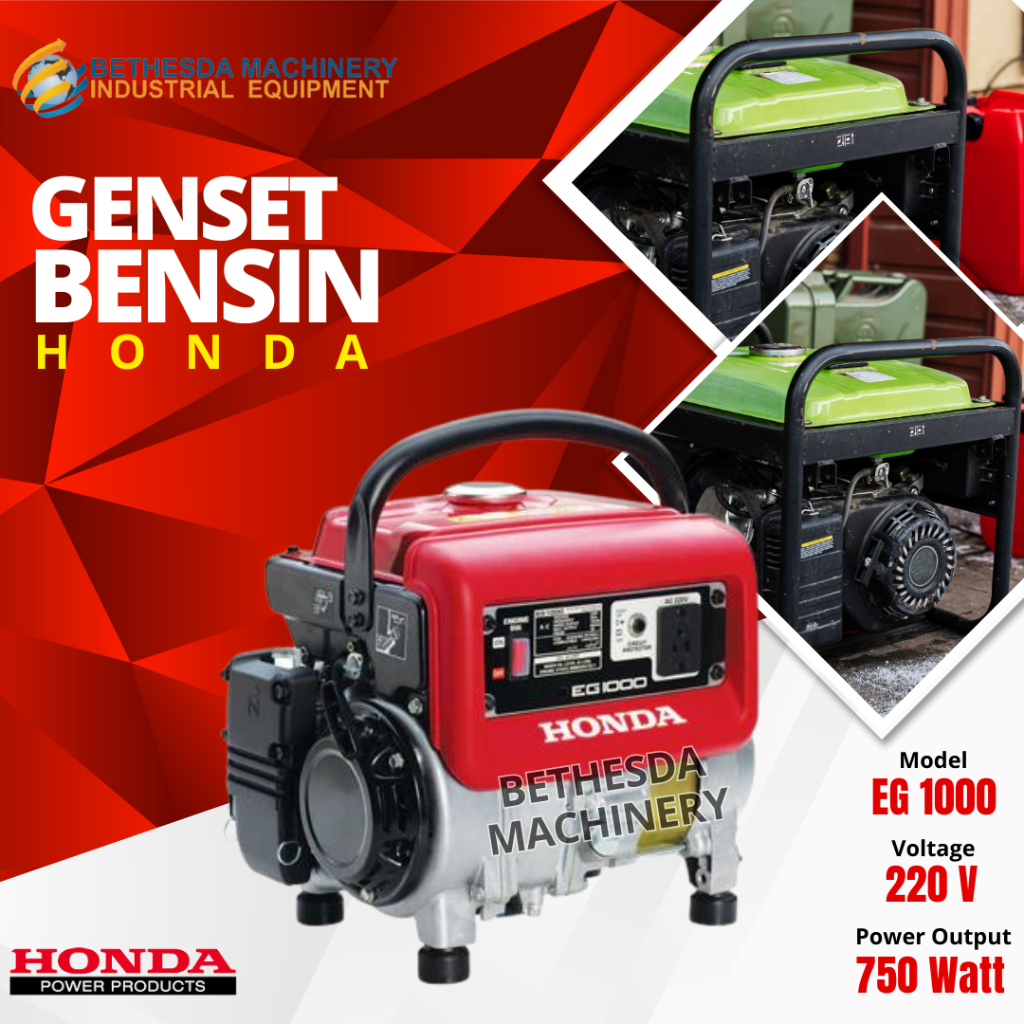 Genset 600 Watt Portable HONDA EG1000 1 Phase Genset Bensin 750 VA