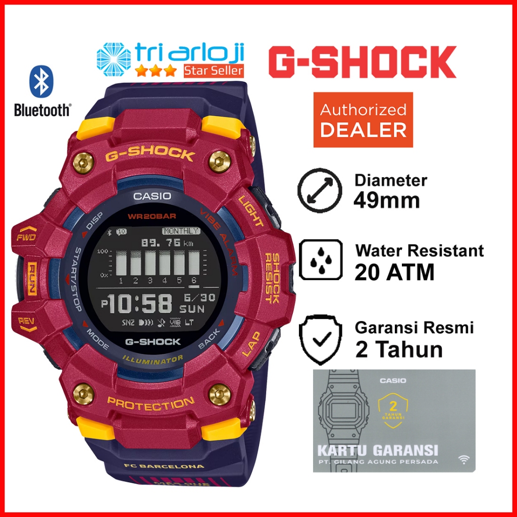 Casio G-SHOCK GBD-100BAR-4DR Jam Tangan Pria GSHOCK FC Barcelona BARCA GBD-100BAR-4 Bluetooth GBD100