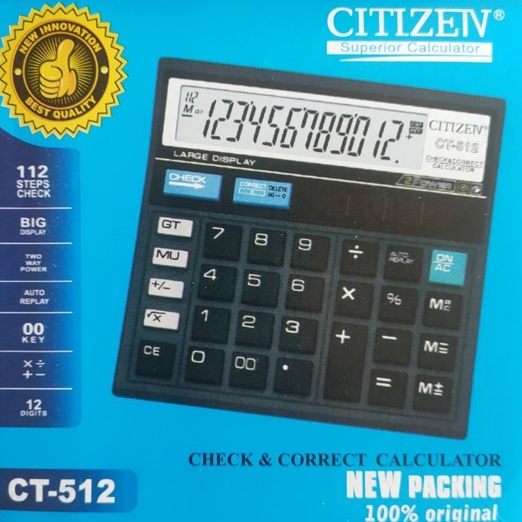 

KODE Q32S Kalculator Citizen CT51212DigitKalkulator Bisnis atau Dagang2power
