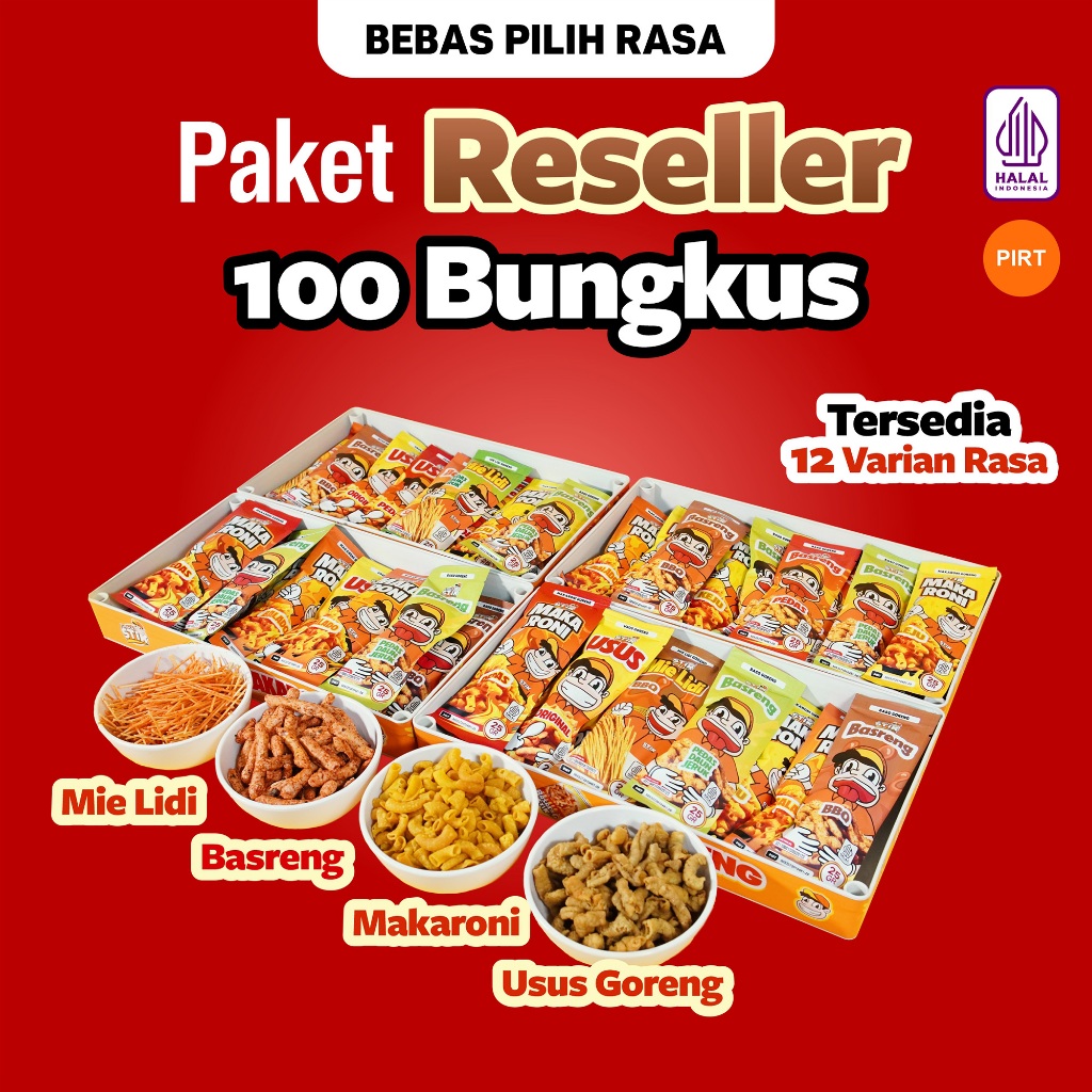 

Paket Usaha Dapat 100 Bungkus Ukuran 25gr Varian Basreng Mie Lidi Makaroni Bantet Usus Krispi