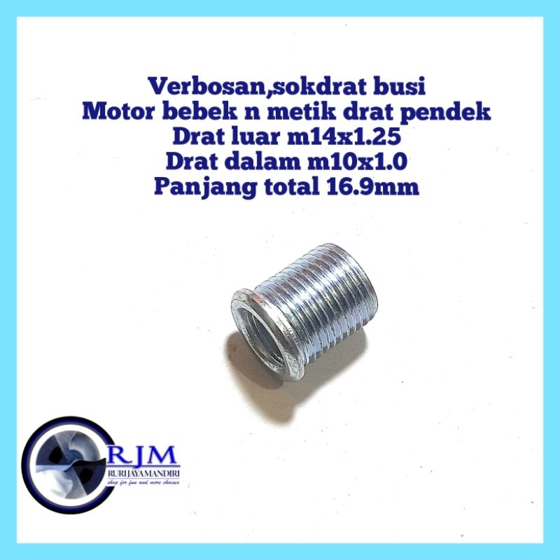 bukan recoil bos busi sok drat busi beben n metik busi pendek drat luar m14x1.25 dalam m10x1.0