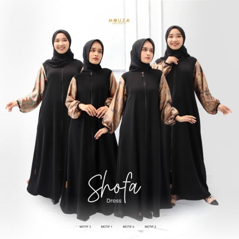 MOUZA SHOFA GAMIS TERBARU SIMPLE ELEGAN HITAM ORIGINAL
