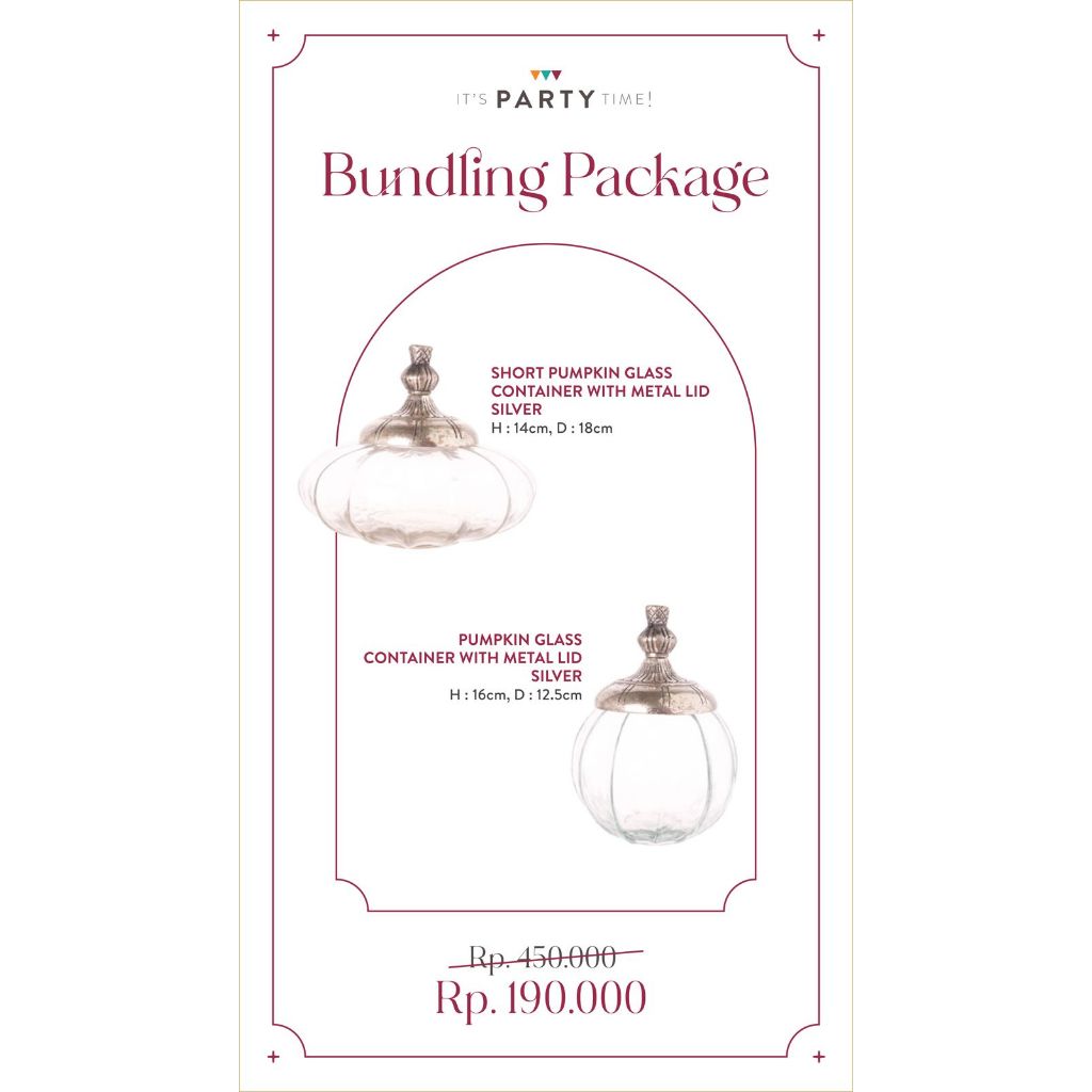 SET Pumpkin Glass Jar CONTAINER WITH METAL LID SILVER / Glass Jar Pumpkin