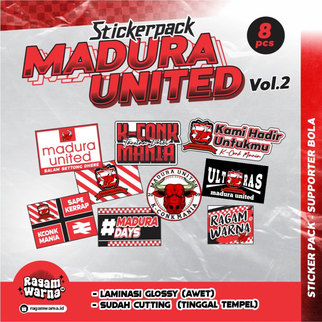 

STIKER K-CONK MANIA, Maduradays, sape kerrap, MADURA UNITED (8PCS) vol.2
