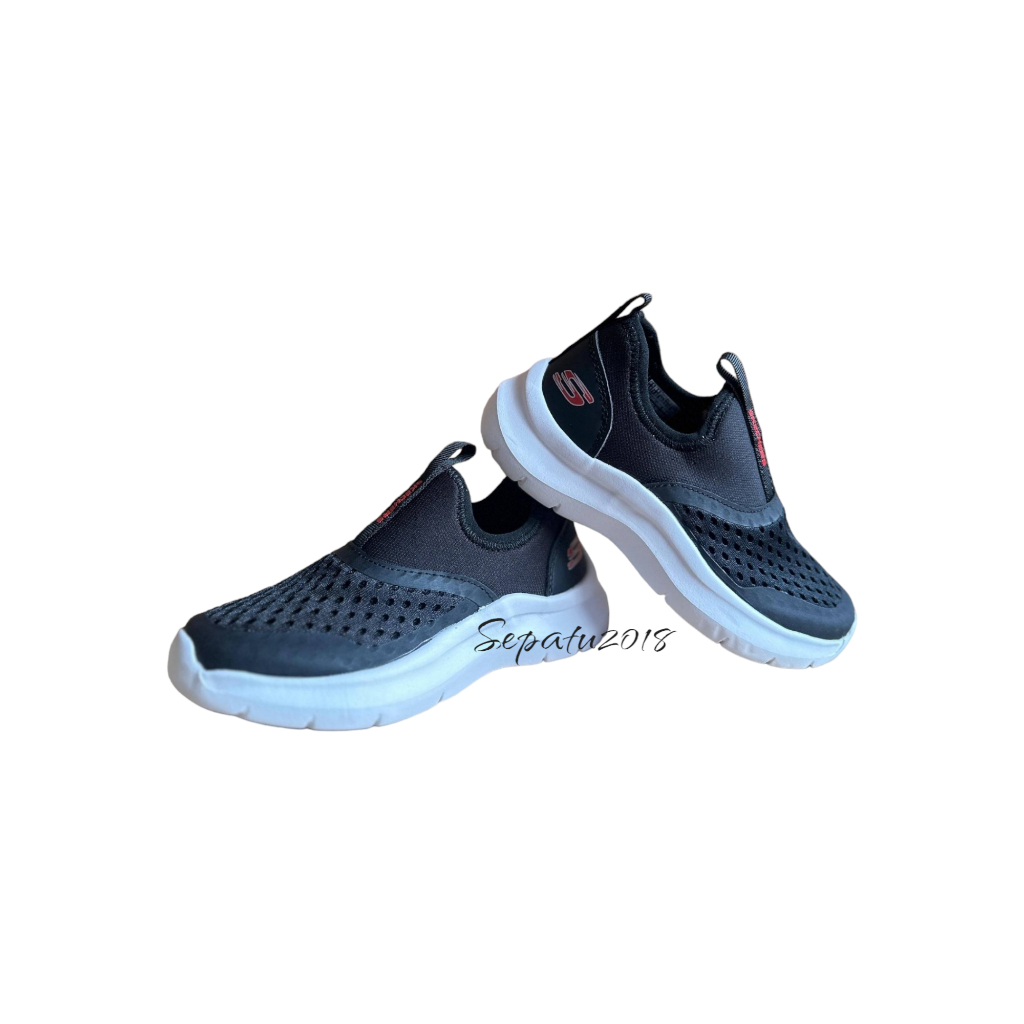 NEW SEPATU ANAK LAKI-LAKI PEREMPUAN SKECHERS SLIP ON HITAM PUTIH PREMIUM
