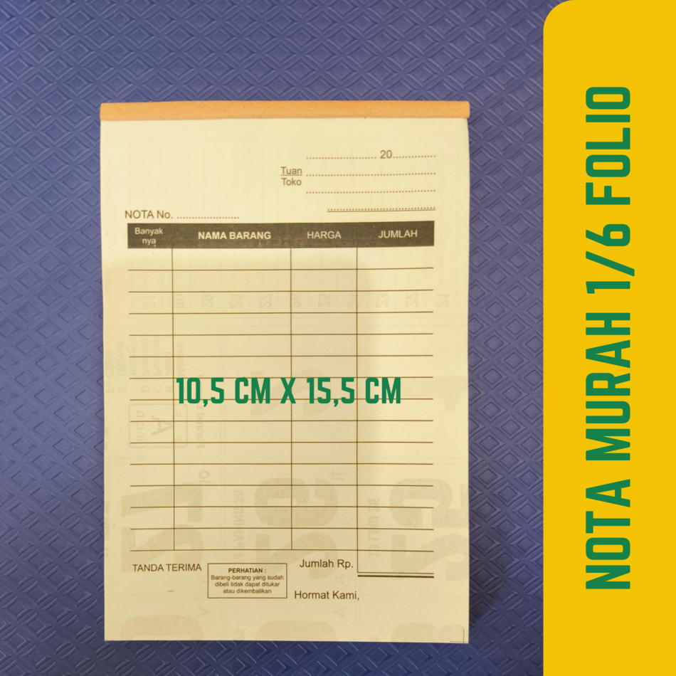 

PROMO NOTA KONTAN 1 PLY - NOTA HVS TERMURAH - NOTA UKURAN SEDANG 10,5 X 15,5 CM