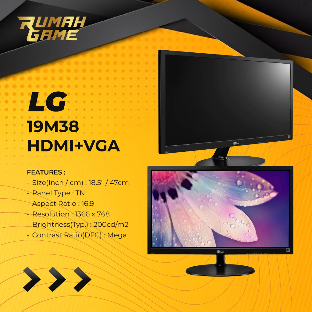 Led Monitor LG 19M38H HDMI 19" / 18.5" 60Hz Hdmi D-Sub - Monitor LG 19 Inch 19M38 HDMI