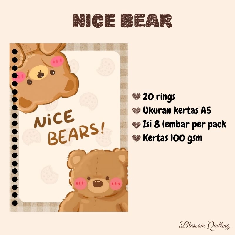 

Kertas Binder A5 / Loose Leaf A5 - Nice Bear (New with Cover)