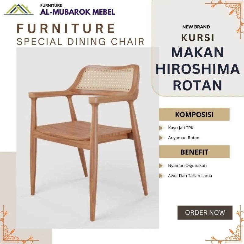 Kursi Cafe Hiroshima Rotan // Kursi Makan Hiroshima Rotan Jati // Kursi Cafe Jati Hiroshima