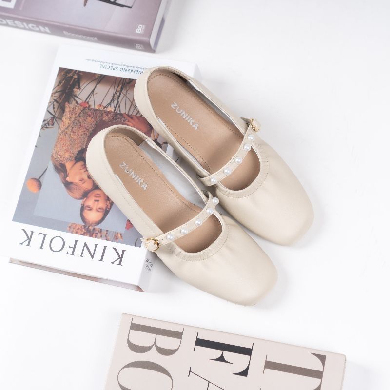 AYUKOOO.ID KYOMI SHOES CREAM BY ZUNIKA | FLATSHOES BALLERINA SHOES WANITA NYAMAN