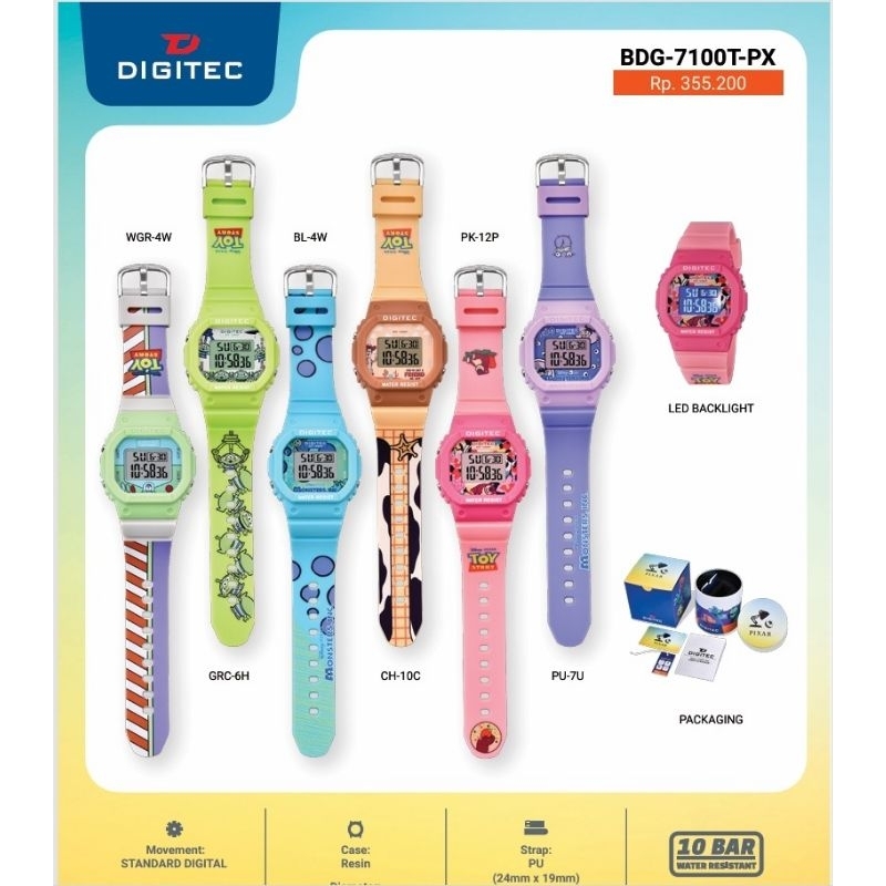 Jam Tangan Anak Anak Digital Original -Digitec Pixar 7100 Jam Tangan Anak Tahan Air