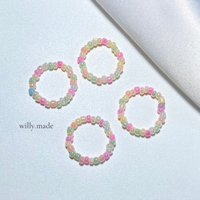 [BACA DESKRIPSI‼️] Pastel Ring Beads | Cincin Manik | Rings Beads | Colorful | Cincin Couple Bestie