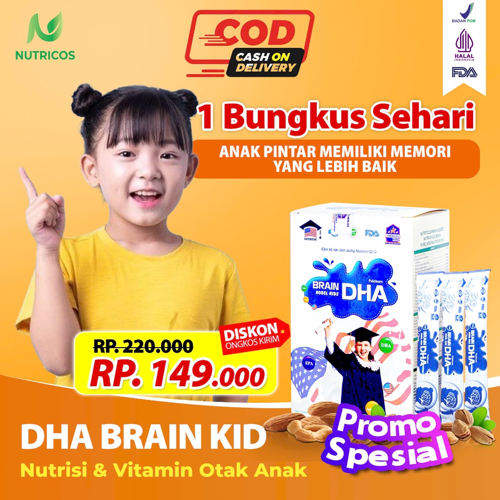 VITAMIN NUTRISI OTAK ANAK CERDAS  DHA BRAIN KID - DHA pengembangan Otak Anak- DHA BRAIN KID ORIGINAL