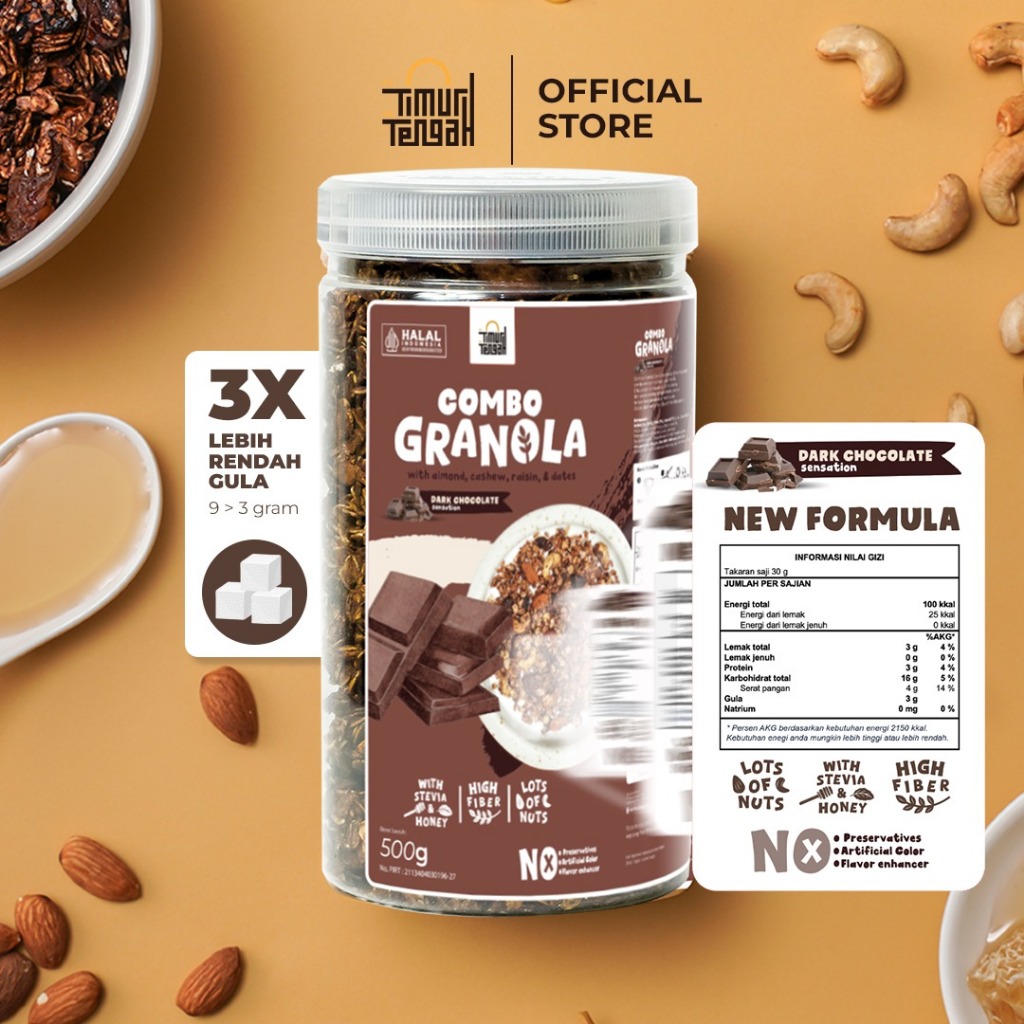 

Granola Coklat 500 gr Sereal Makanan Sehat With Almond and Mete Halal