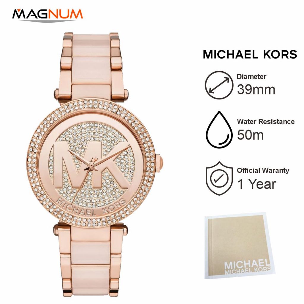 Jam Tangan Wanita Michael Kors MK6176 Quartz Strap Stainles Steel Original Garansi Resmi