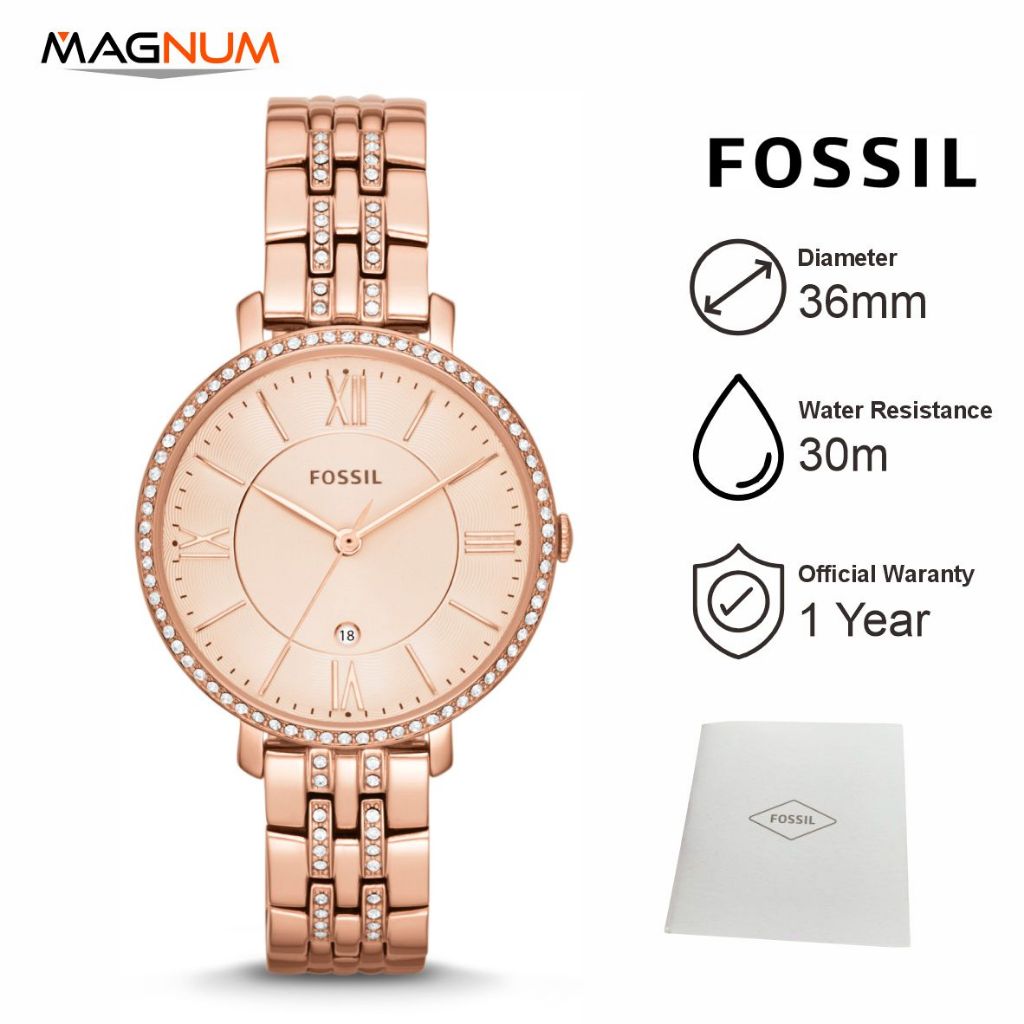 Jam Tangan Wanita Fos siI ES3546 Quartz Rose Gold Stainless Steel Strap