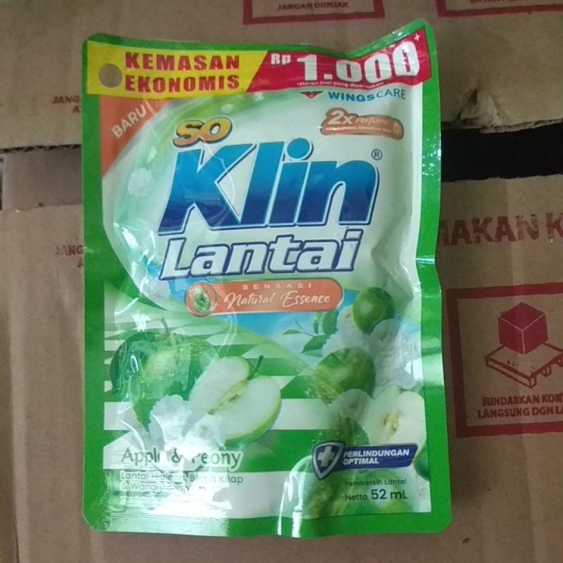 Soklin So Klin Lantai Apple & Peony 52 ml Wings Care Pembersih Lantai