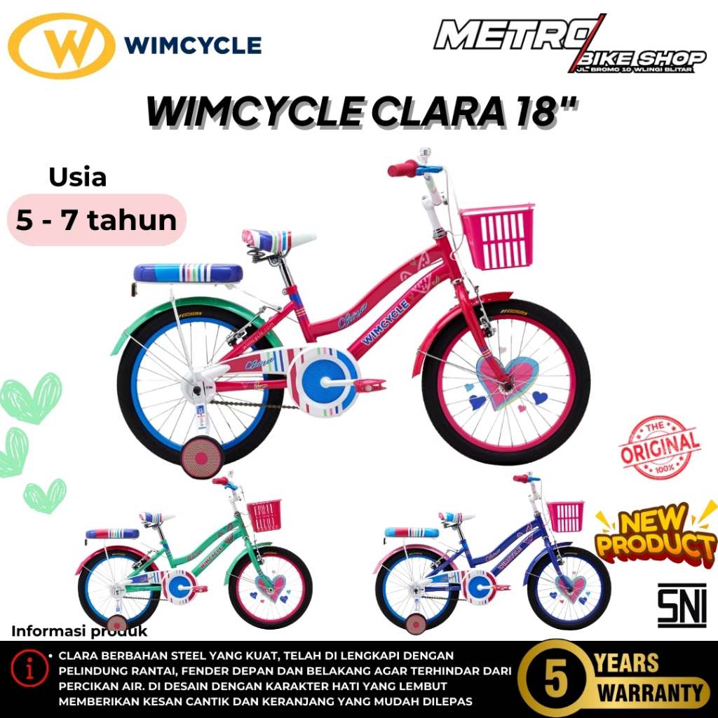 Sepeda anak Wimcycle Clara 18 inch Sepeda anak perempuan Sepeda Wimcycle Kids Bike