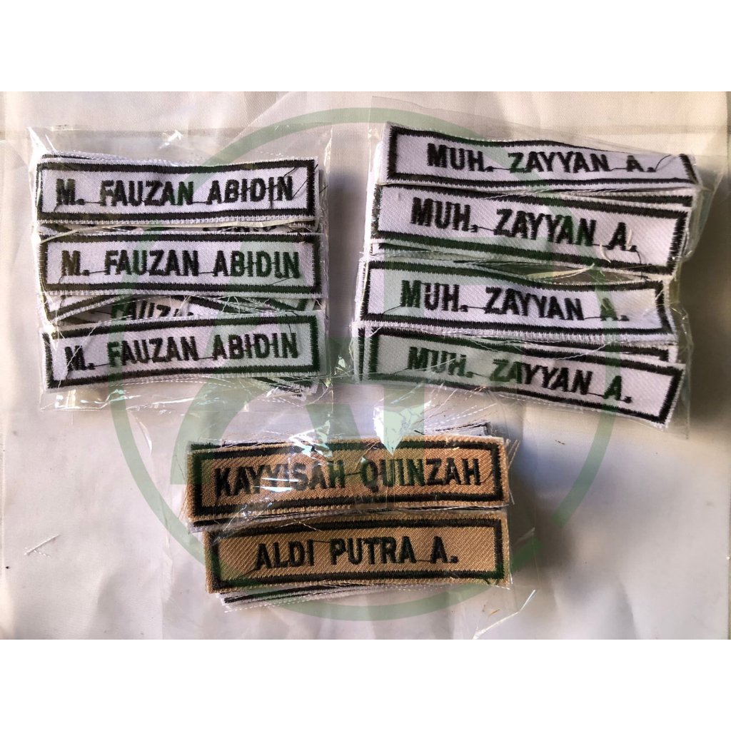 SATU HARI JADI bordir nama seragam sekolah, bet nama bordir, nama dada bordir, custom nama bordir, n