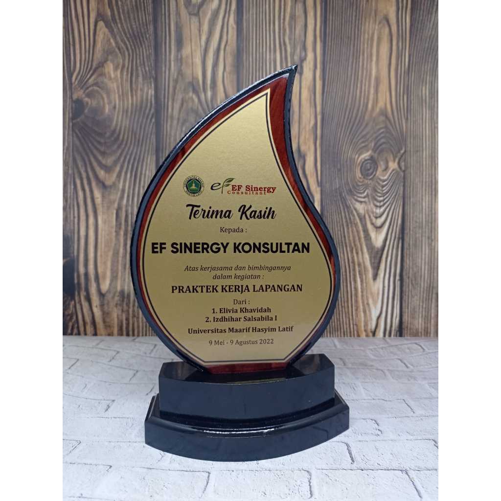 Plakat Kayu Premium - Plakat Kenang-kenangan PKL ucapan Terimakasih PKL & KKN