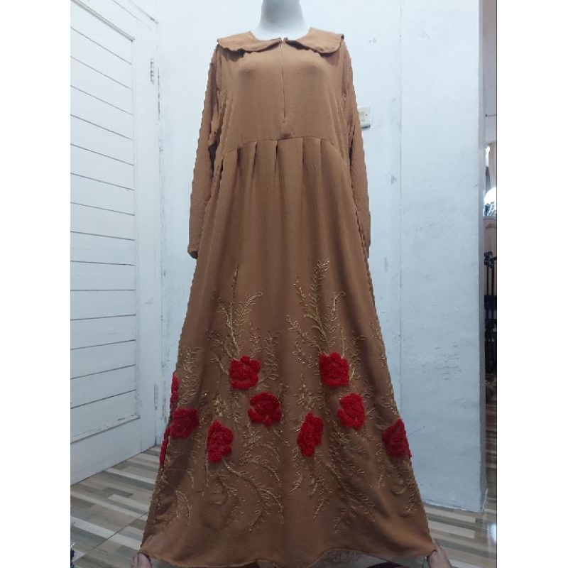 Gamis Kringkel Bordir // Kringkel Bordir Maxy // Gamis Brodir Sulam // Gamis Bordir Mawar // Gamis B