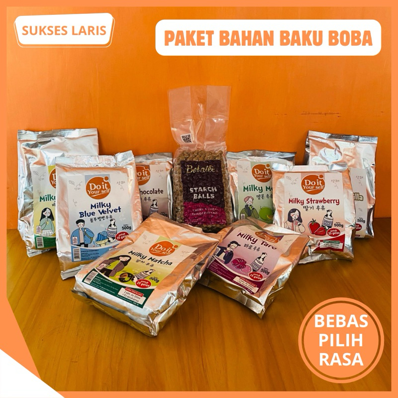 

PAKET BAHAN BAKU MINUMAN MILKY BOBA KEKINIAN | PAKET BAHAN BAKU MILKY BOBA | PAKET BAHAN BAKU BOBA | PAKET USAHA MINUMAN MILKY BOBA KEKINIAN | POWDER MINUMAN KEKINIAN | POWDER SUSU RASA BUAH | SERBUK MINUMAN | BUBUK MINUMAN